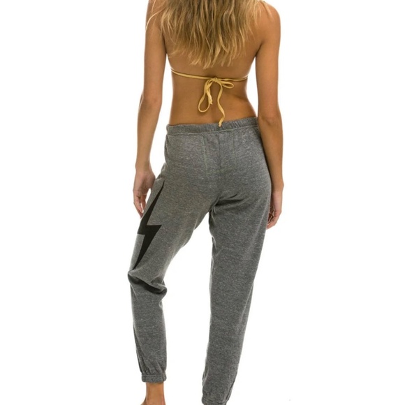 Aviator Nation Women’s Heather Gray Bolt Sweatpants Size Small Cozy - Picture 2 of 12
